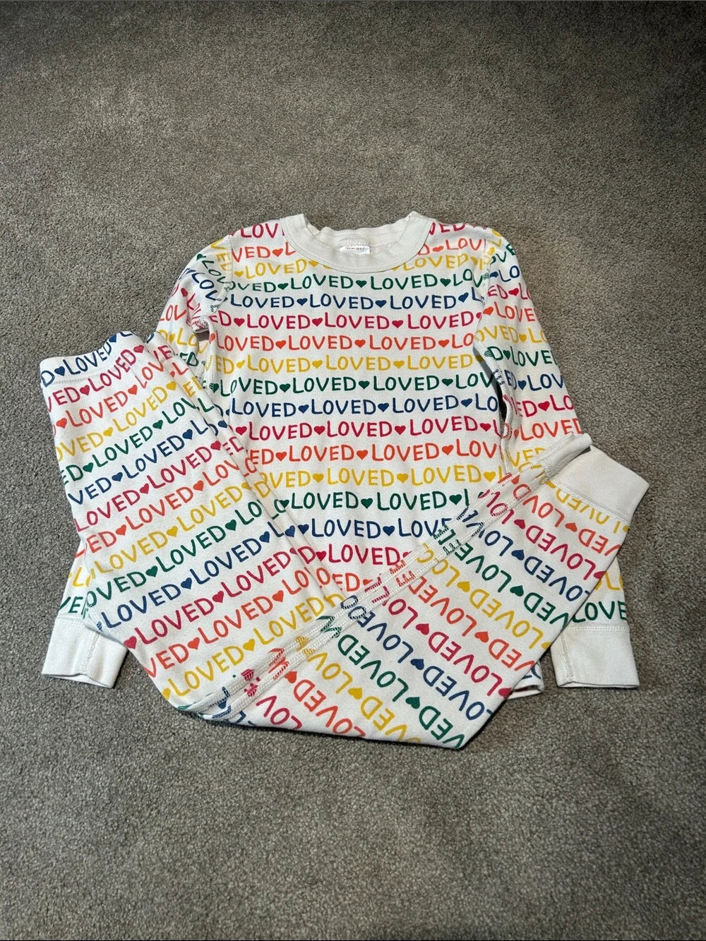 Hanna Andersson White Kids Pajama Set with Rainbow 